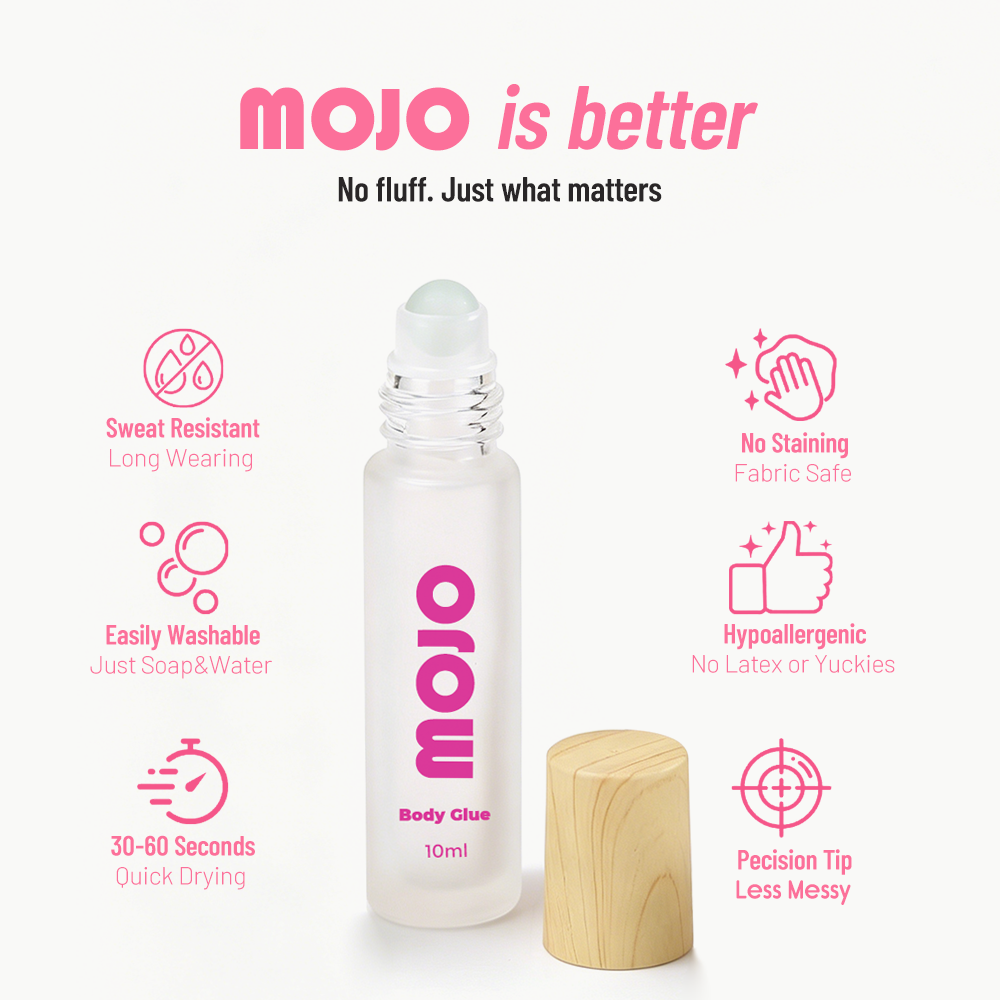MOJO Wholesale Frosted Glass Roll-On Body Glue｜10ml OEM/ODM