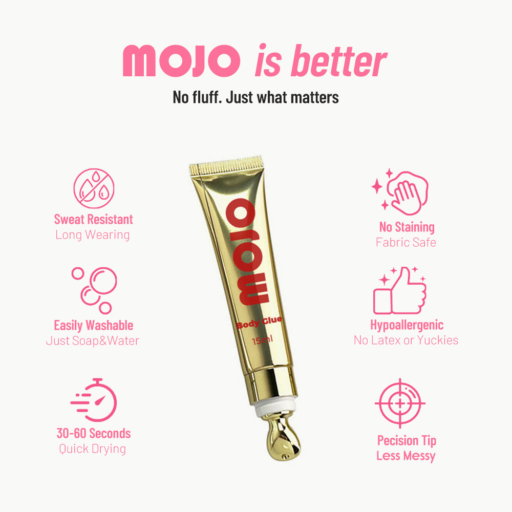MOJO Wholesale Metallic Tube Massage Tip Body Glue｜15ml OEM/ODM